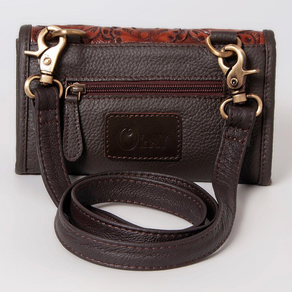 Ohlay Bags KBK107 Clutch Hand Tooled Hair-On Genuine Leather Women Bag Western Handbag Purse