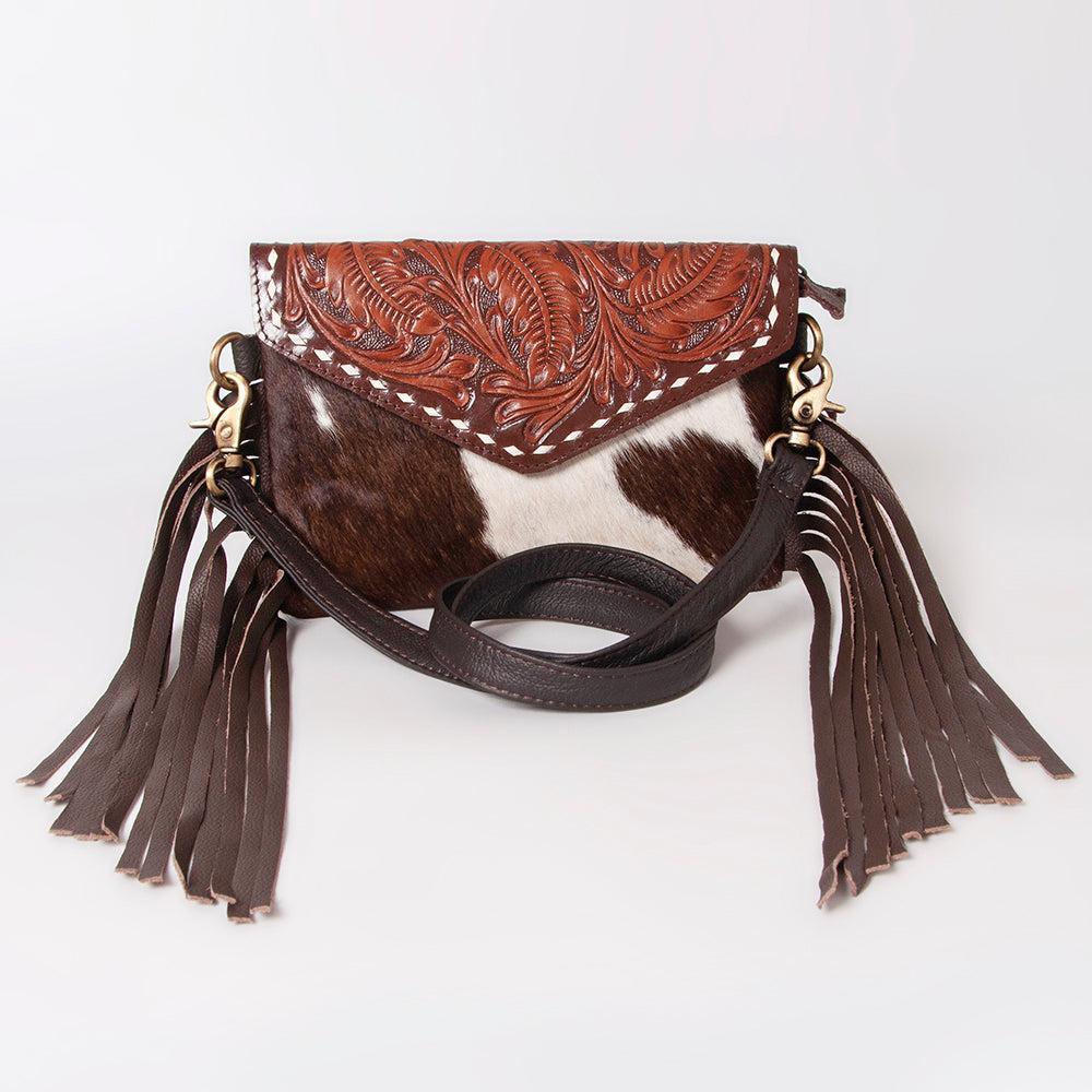 Ohlay Bags KBK120 Envelope Hand Tooled Hair-On Genuine Leather Women Bag Western Handbag Purse