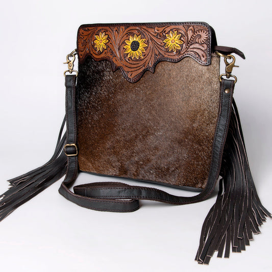 KBA102 Ohlay Western Genuine Hair-On Leather Hand Tooled Women Crossbody Bags