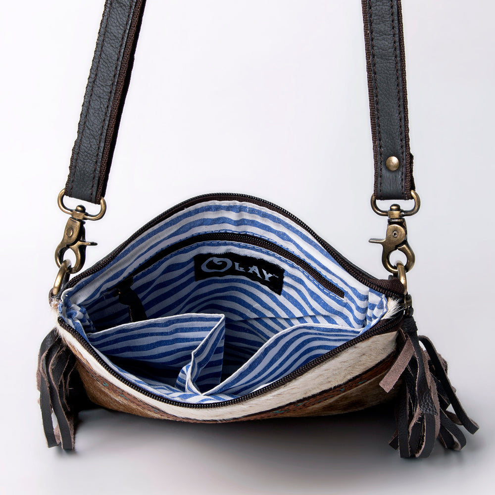 Ohlay Bags KBA109 Cross Body I Hand Tooled Hair-On Genuine Leather Women Bag Western Handbag Purse