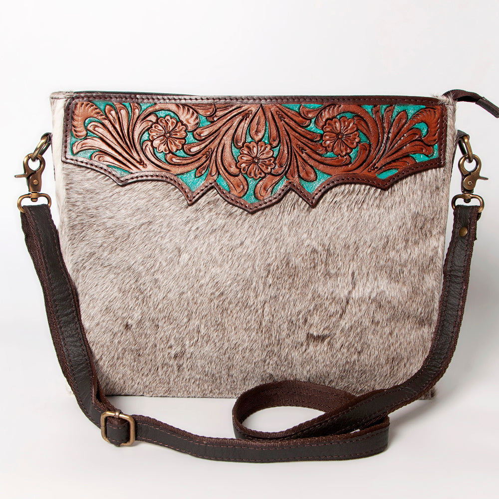 Ohlay Bags KBA112 Cross Body I Hand Tooled Hair-On Genuine Leather Women Bag Western Handbag Purse