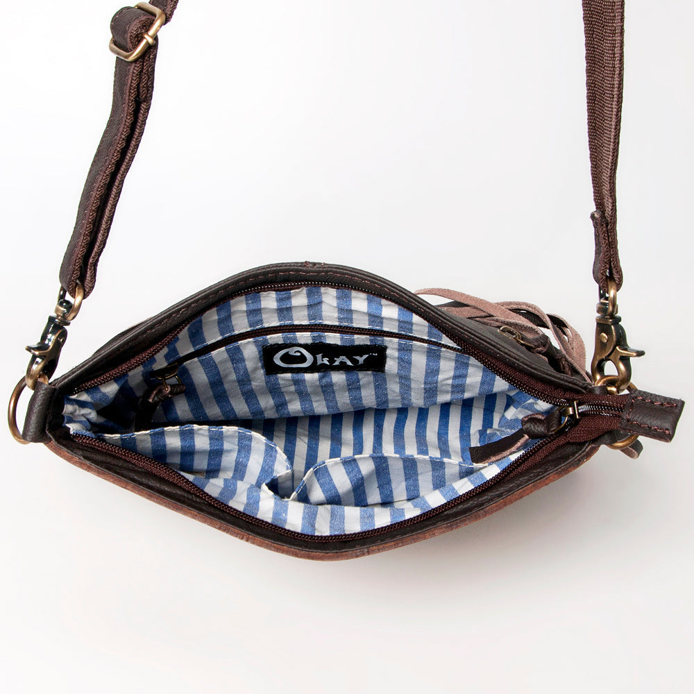 Ohlay Bags KBA117 Cross Body I Hand Tooled Hair-On Genuine Leather Women Bag Western Handbag Purse