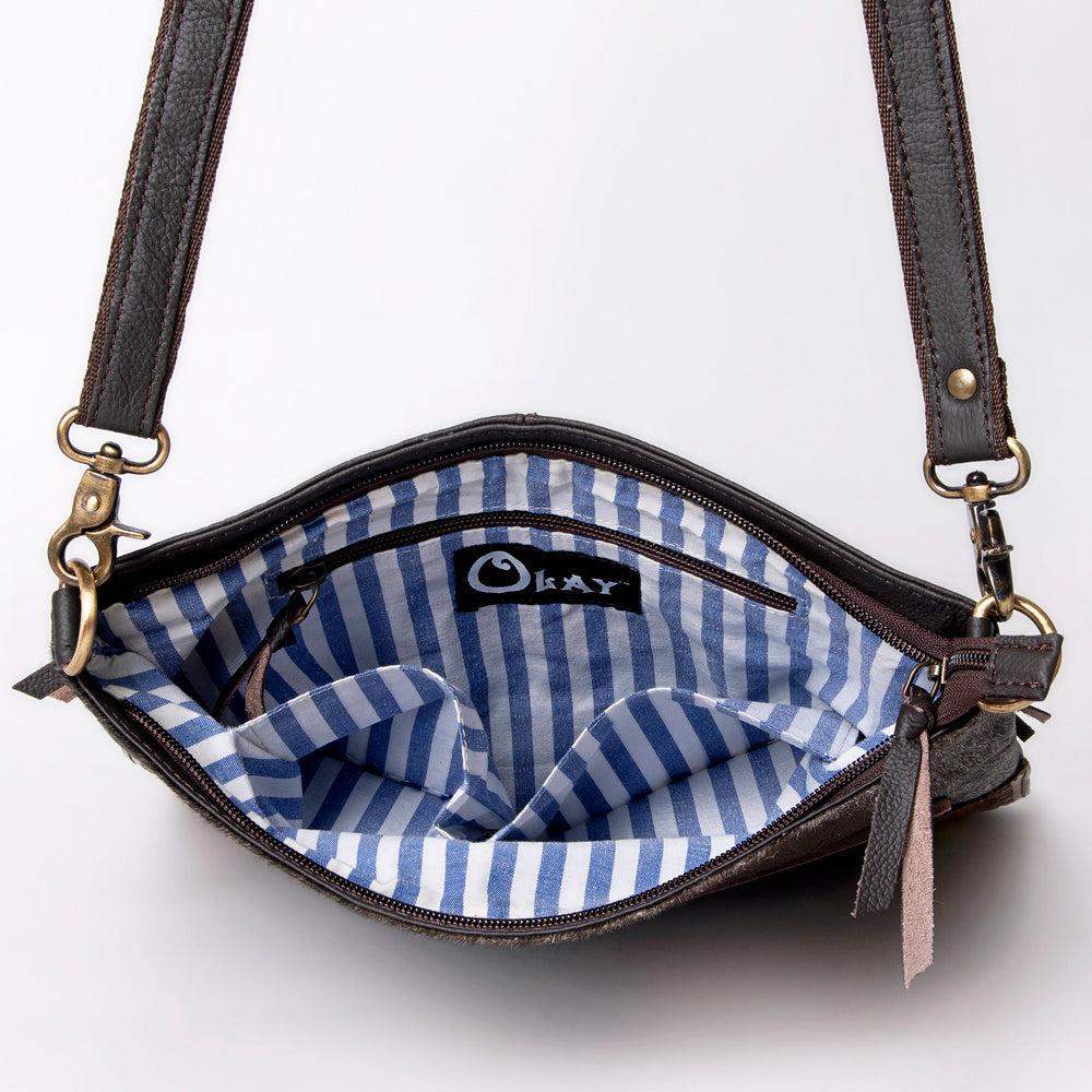 Ohlay Bags KBA119 Cross Body I Hand Tooled Hair-On Genuine Leather Women Bag Western Handbag Purse