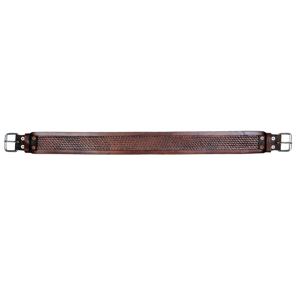 Comfytack Horse Saddle Cinch Girth Handtooled Leather Antique Tan