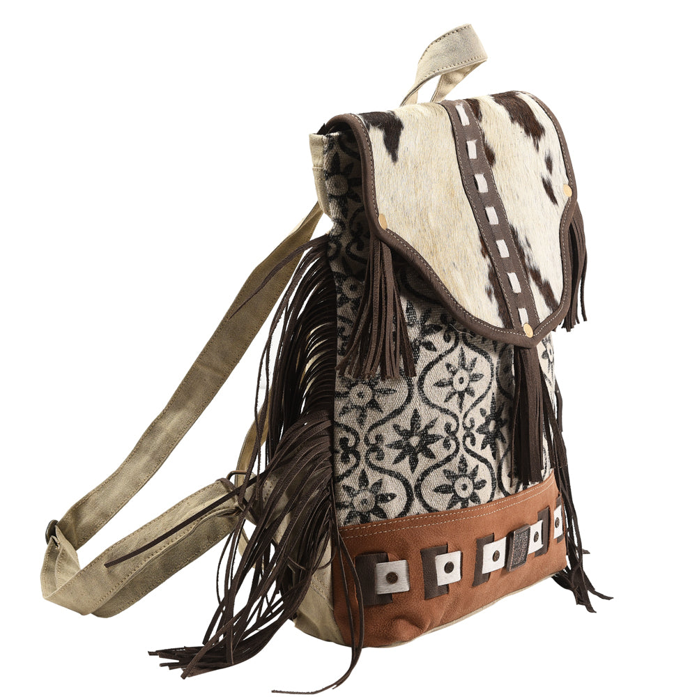 OHLAY KB378 Backpack Upcycled Canvas Hair-On Genuine Leather women bag western handbag purse
