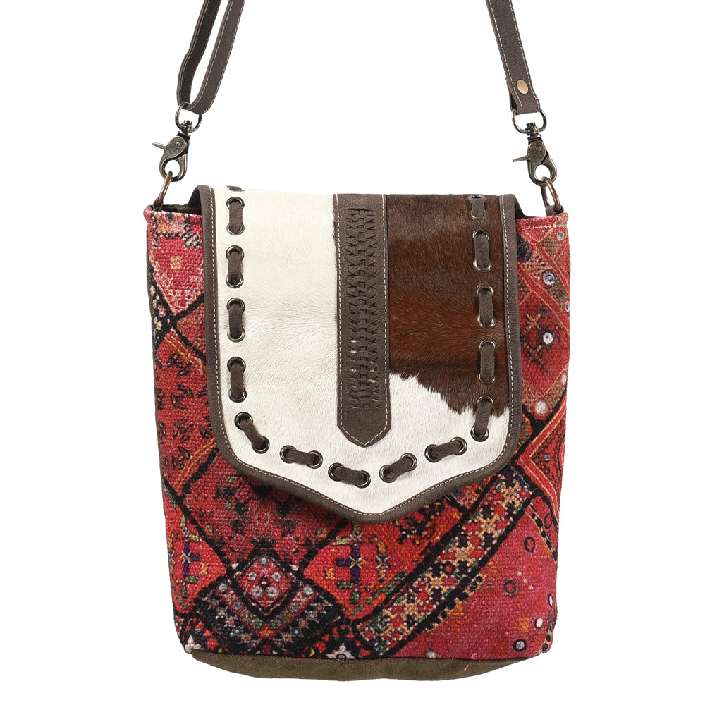 OHLAY MESSENGER Upcycled Wool Upcycled Canvas Hair-on Genuine Leather women bag western handbag purse