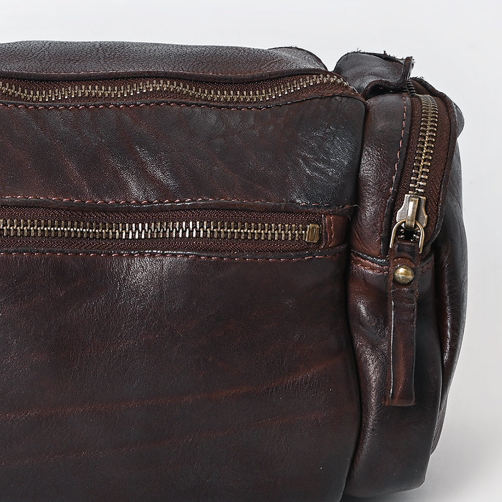 Spaghetti Western Swc400Brn Duffel Vintage Handmade Drum Dyed Genuine European Cowhide Leather Women Bag Western Handbag Purse