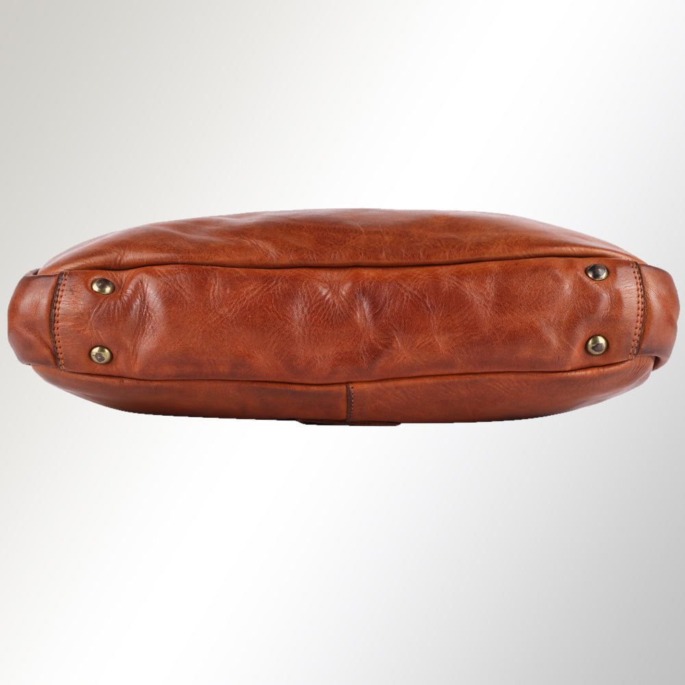 Spaghetti Western Swc415Tan Briefcase Vintage Handmade Drum Dyed Genuine European Cowhide Leather Women Bag Western Handbag Purse