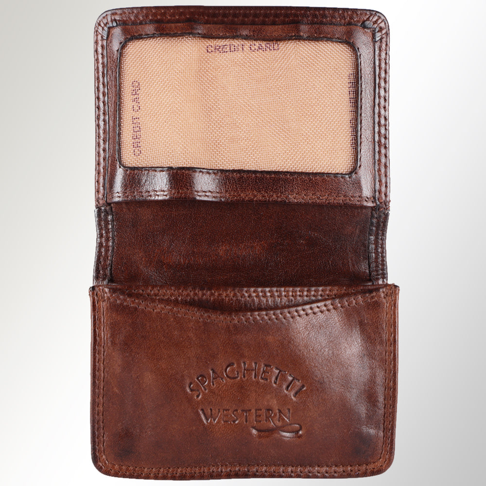 Spaghetti Western Swc445Brn Card-Holder Vintage Handmade Drum Dyed Genuine European Cowhide Leather Women Bag Western Handbag Purse