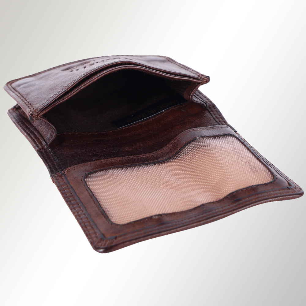 Spaghetti Western Swc445Brn Card-Holder Vintage Handmade Drum Dyed Genuine European Cowhide Leather Women Bag Western Handbag Purse