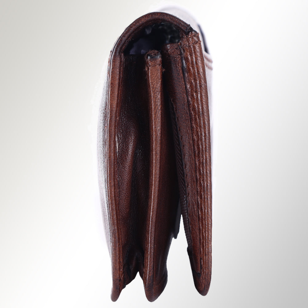 Spaghetti Western Swc445Brn Card-Holder Vintage Handmade Drum Dyed Genuine European Cowhide Leather Women Bag Western Handbag Purse