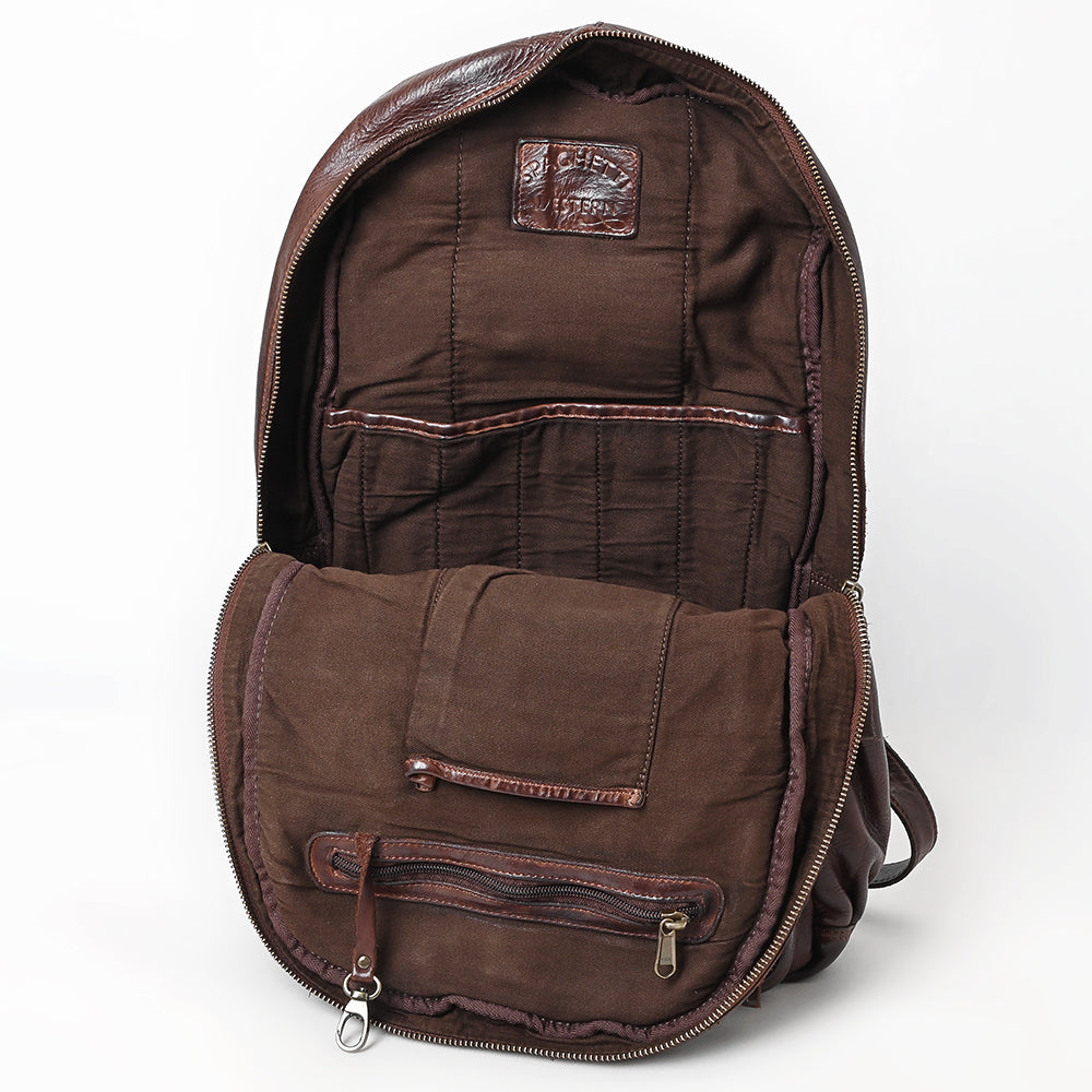 Spaghetti Western Swc414Brn Backpack Vintage Handmade Drum Dyed Genuine European Cowhide Leather Women Bag Western Handbag Purse