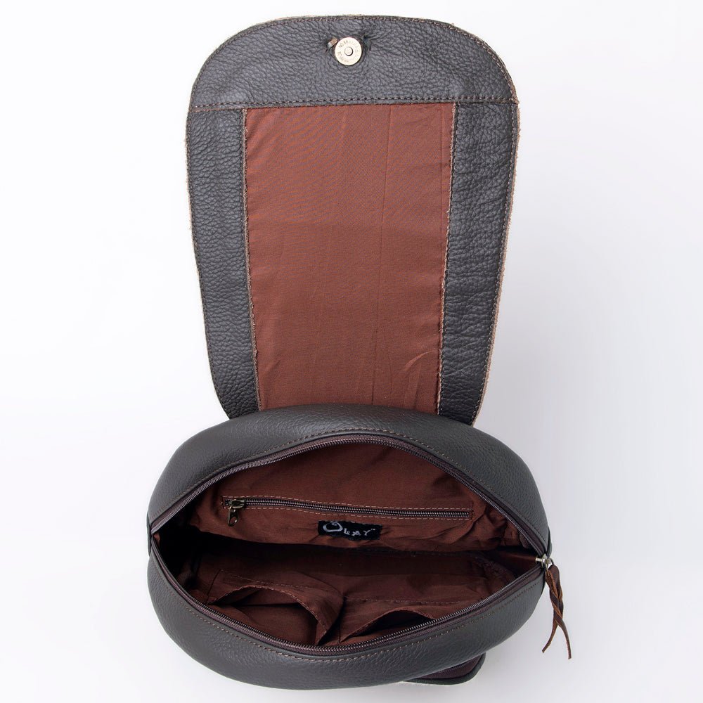 OHLAY SKBG158 Backpack Hand Tooled Hair-On Genuine Leather women bag western handbag purse