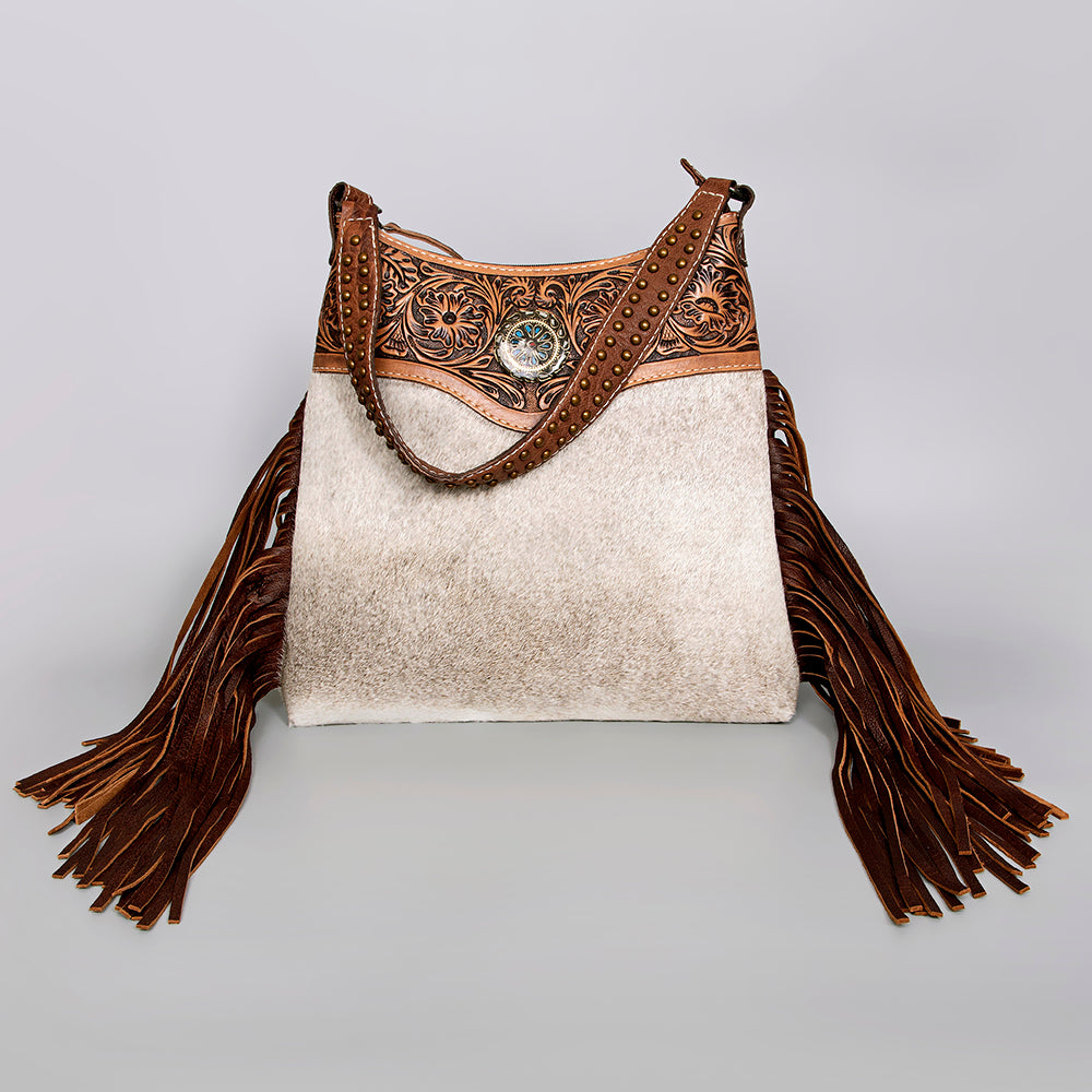 American Darling ADBG980A Hobo Hand Tooled Hair-On Genuine Leather Women Bag Western Handbag Purse