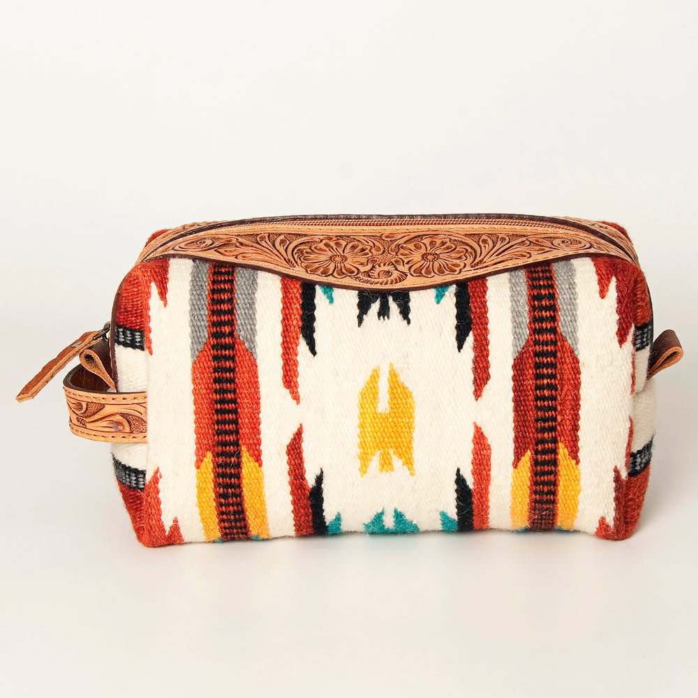 American Darling ADBG995 Toiletry Hand Tooled Saddle Blanket Genuine Leather Women Bag Western Handbag Purse