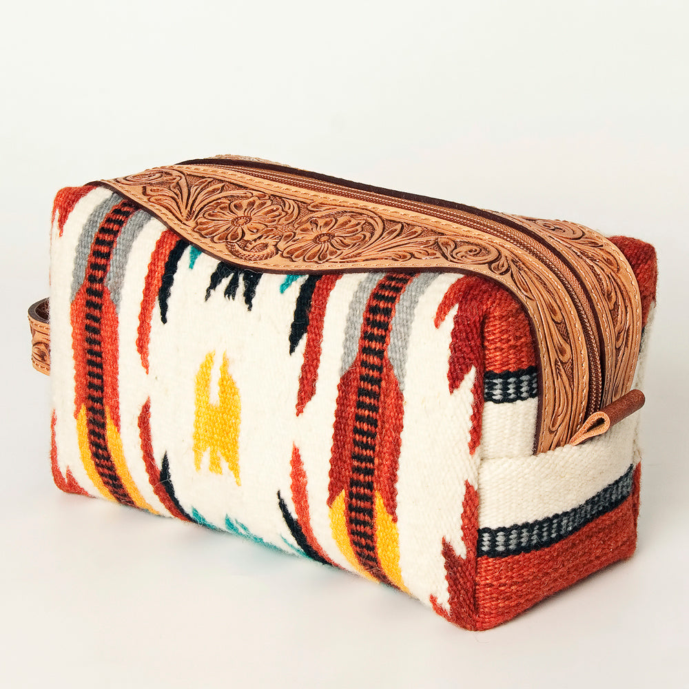 American Darling ADBG995 Toiletry Hand Tooled Saddle Blanket Genuine Leather Women Bag Western Handbag Purse