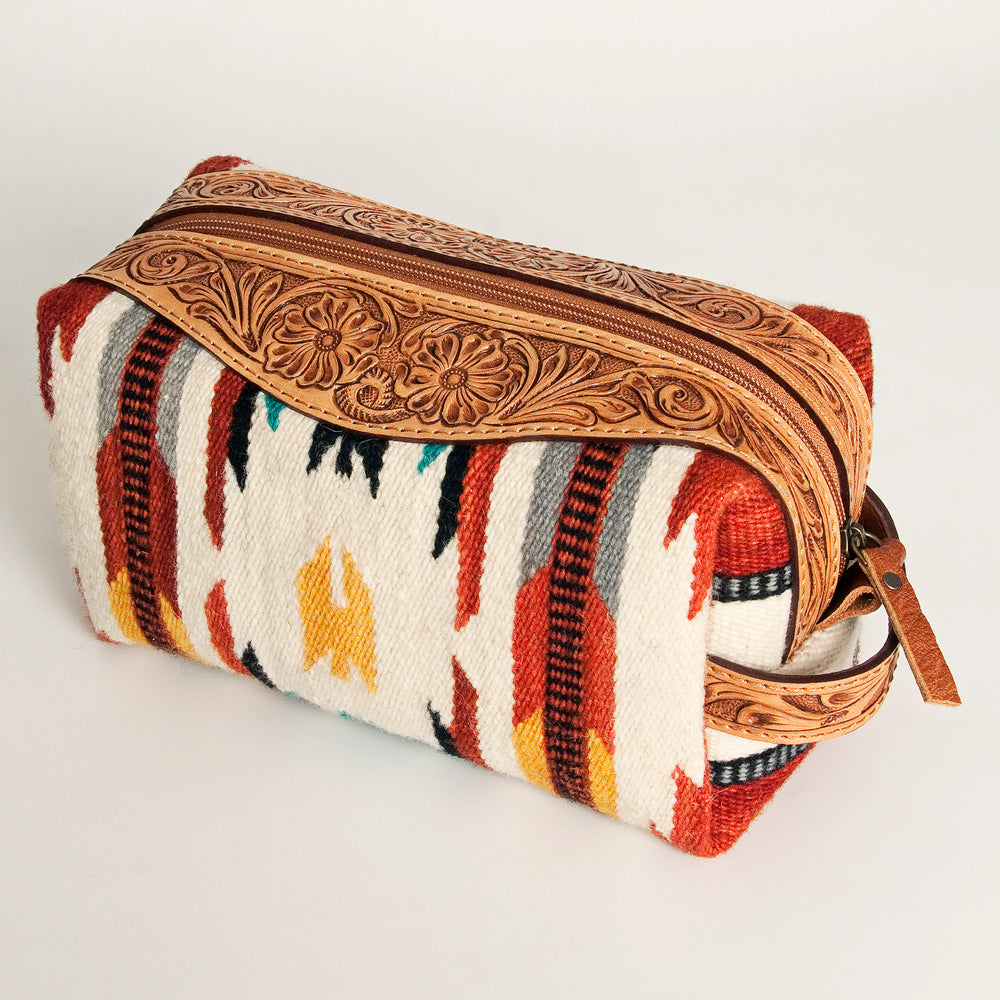 American Darling ADBG995 Toiletry Hand Tooled Saddle Blanket Genuine Leather Women Bag Western Handbag Purse