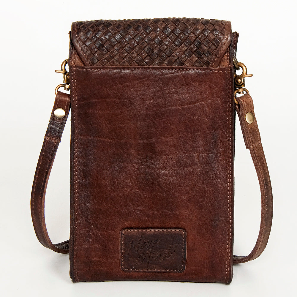 Never Mind Nmbgm134B Cell Phone Holder Vintage Handmade Genuine Cowhide Leather Women Bag Western Handbag Purse