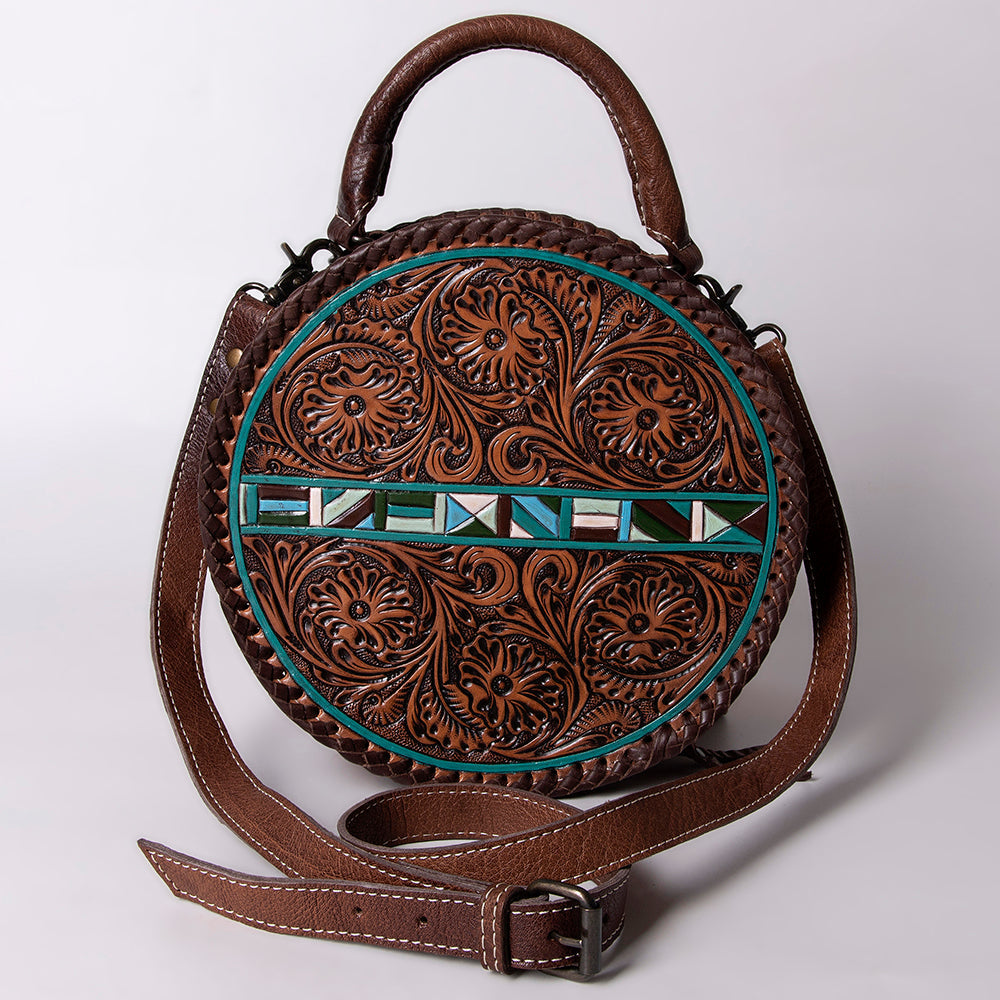 American Darling ADBG1025 Canteen Hand Tooled Genuine Leather women bag western handbag purse
