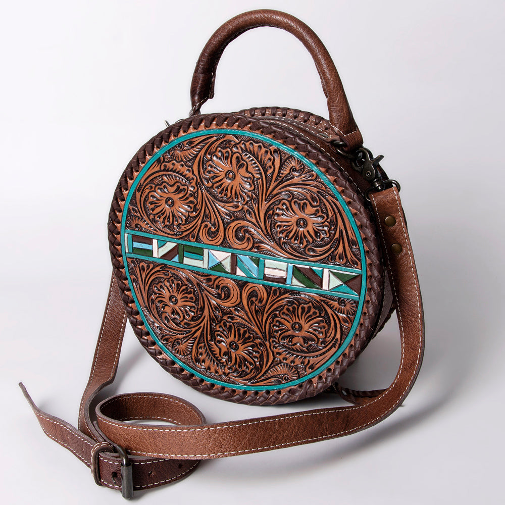 American Darling ADBG1025 Canteen Hand Tooled Genuine Leather women bag western handbag purse