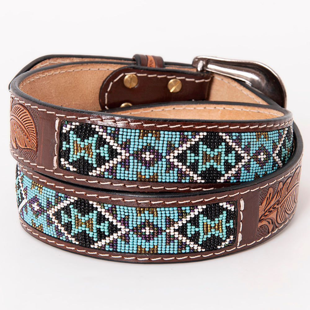 HILASON Western Genuine Leather Belt for Men Women Cowboy Cowgirl Handmade Unisex Full Grain Heavy Duty Tooled Beaded Belt