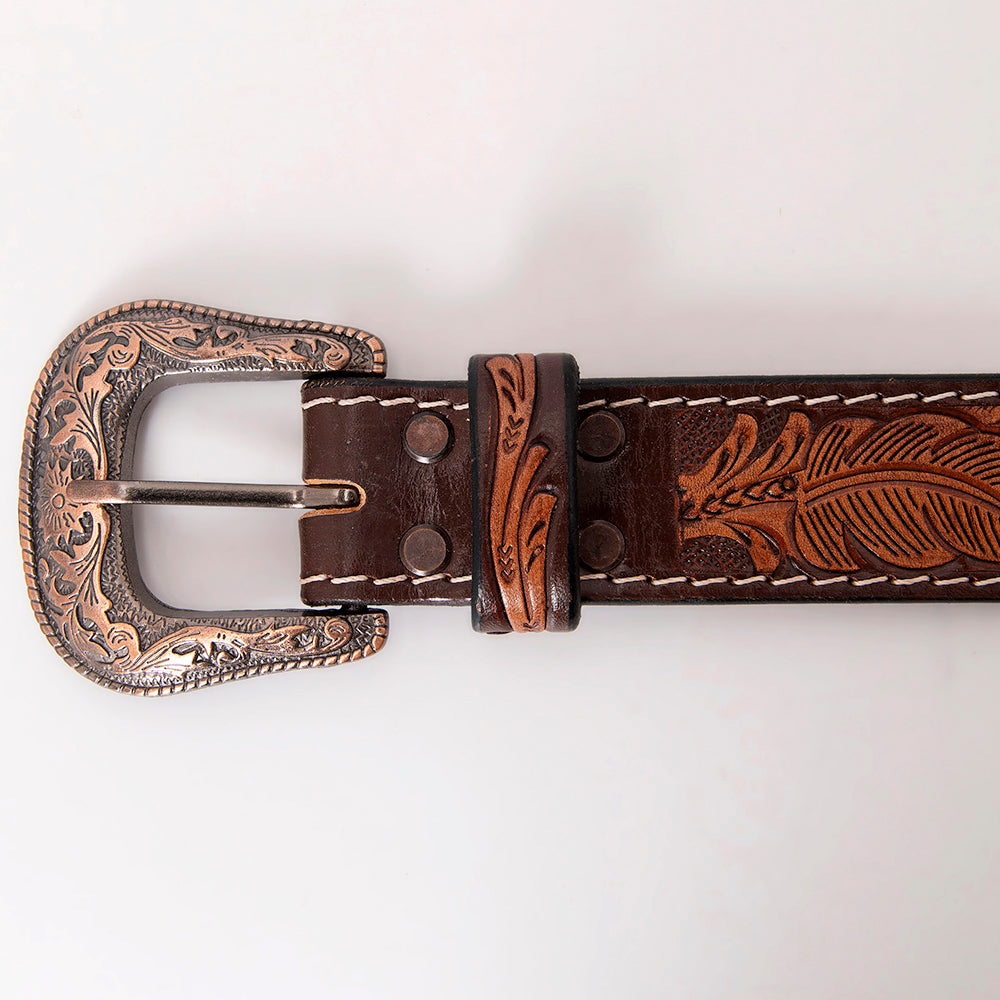 HILASON Western Genuine Leather Belt for Men Women Cowboy Cowgirl Handmade Unisex Full Grain Heavy Duty Tooled Beaded Belt