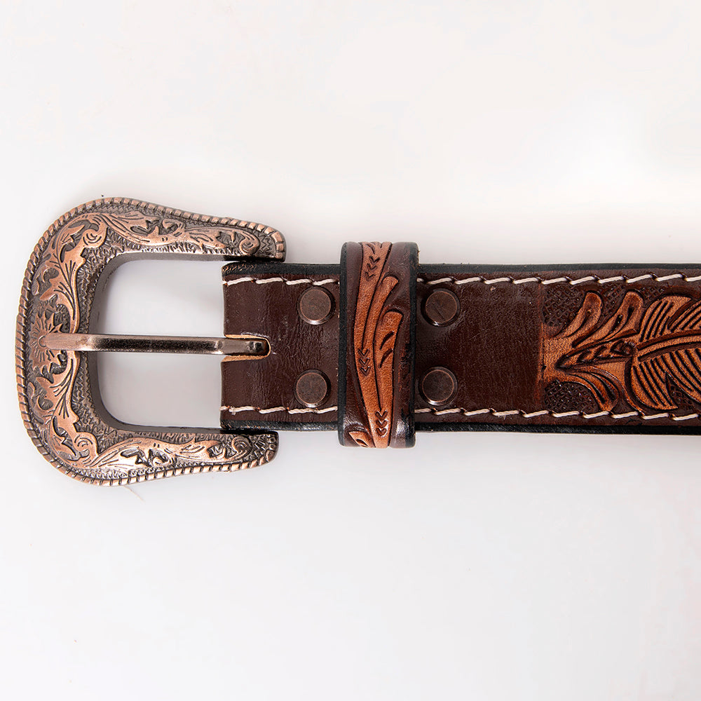 HILASON Western Genuine Leather Belt for Men Women Cowboy Cowgirl Handmade Unisex Full Grain Heavy Duty Tooled Beaded Belt