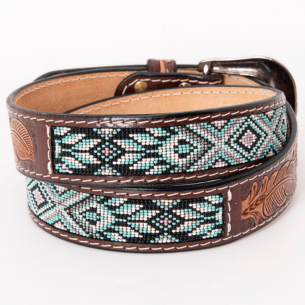 HILASON Western Genuine Leather Belt for Men Women Cowboy Cowgirl Handmade Unisex Full Grain Heavy Duty Tooled Beaded Belt