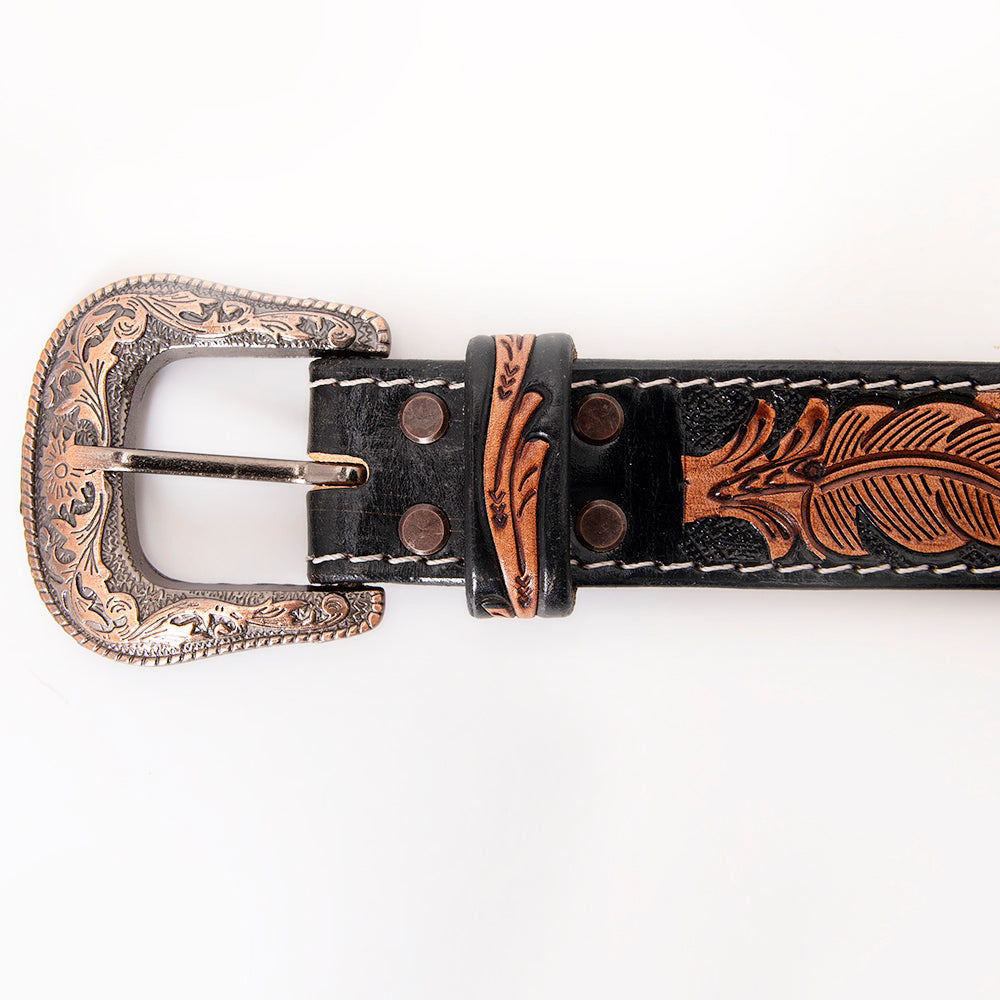 HILASON Western Genuine Leather Belt for Men Women Cowboy Cowgirl Handmade Unisex Full Grain Heavy Duty Tooled Beaded Belt