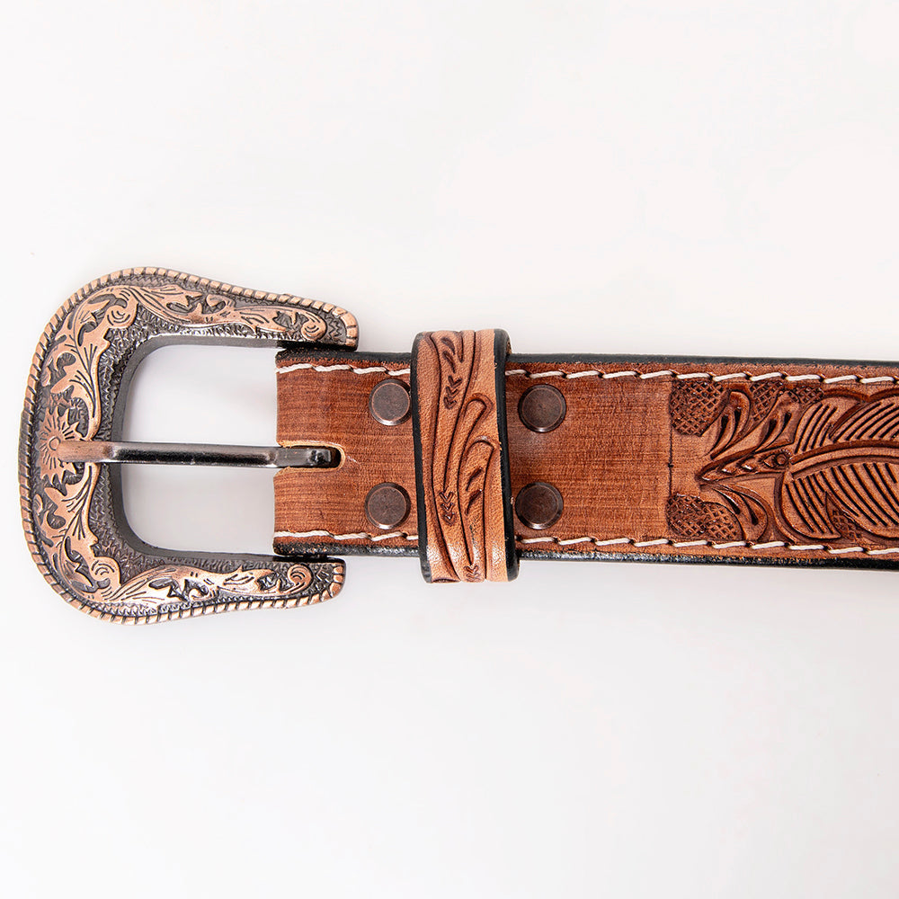 HILASON Western Genuine Leather Belt for Men Women Cowboy Cowgirl Handmade Unisex Full Grain Heavy Duty Tooled Beaded Belt