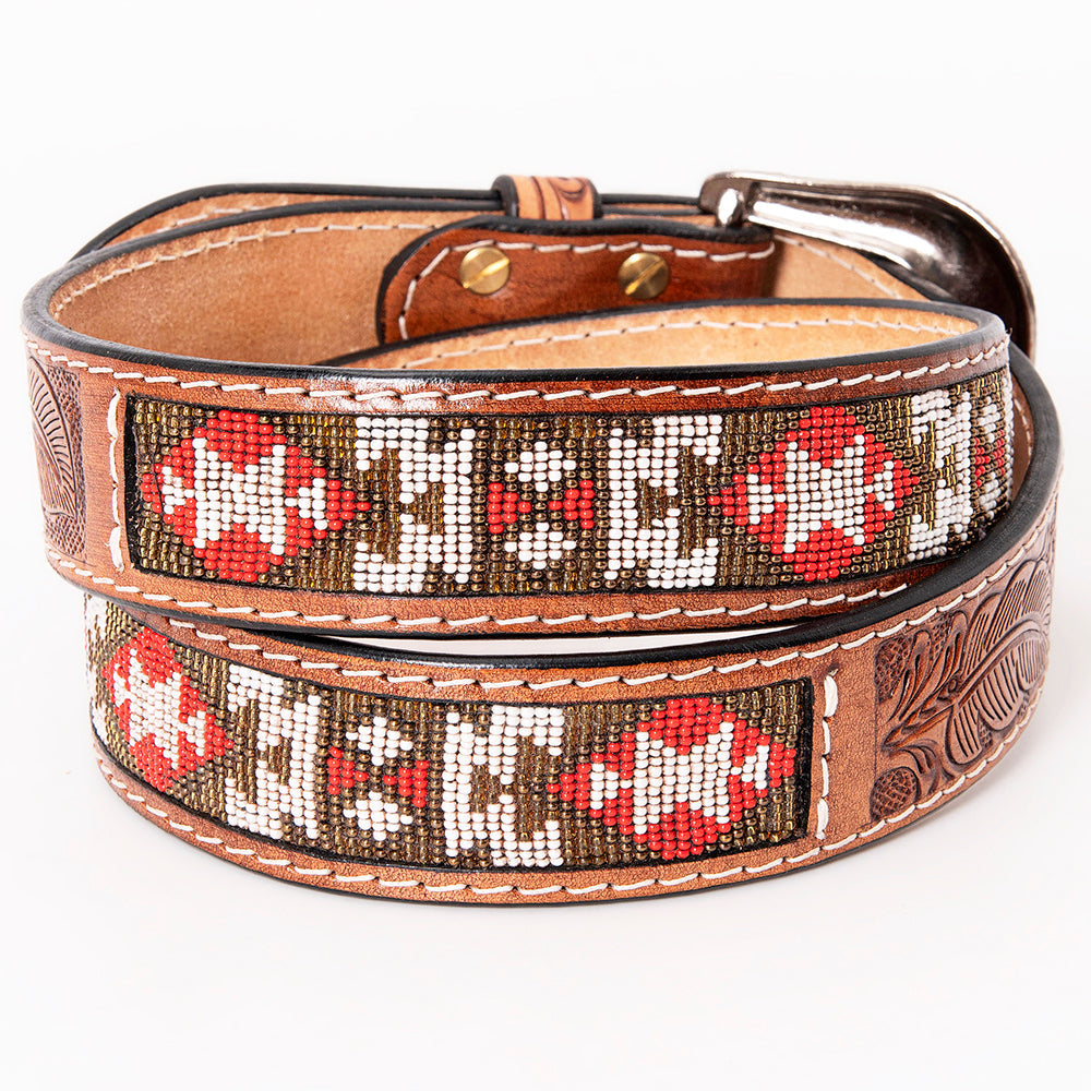 HILASON Western Genuine Leather Belt for Men Women Cowboy Cowgirl Handmade Unisex Full Grain Heavy Duty Tooled Beaded Belt