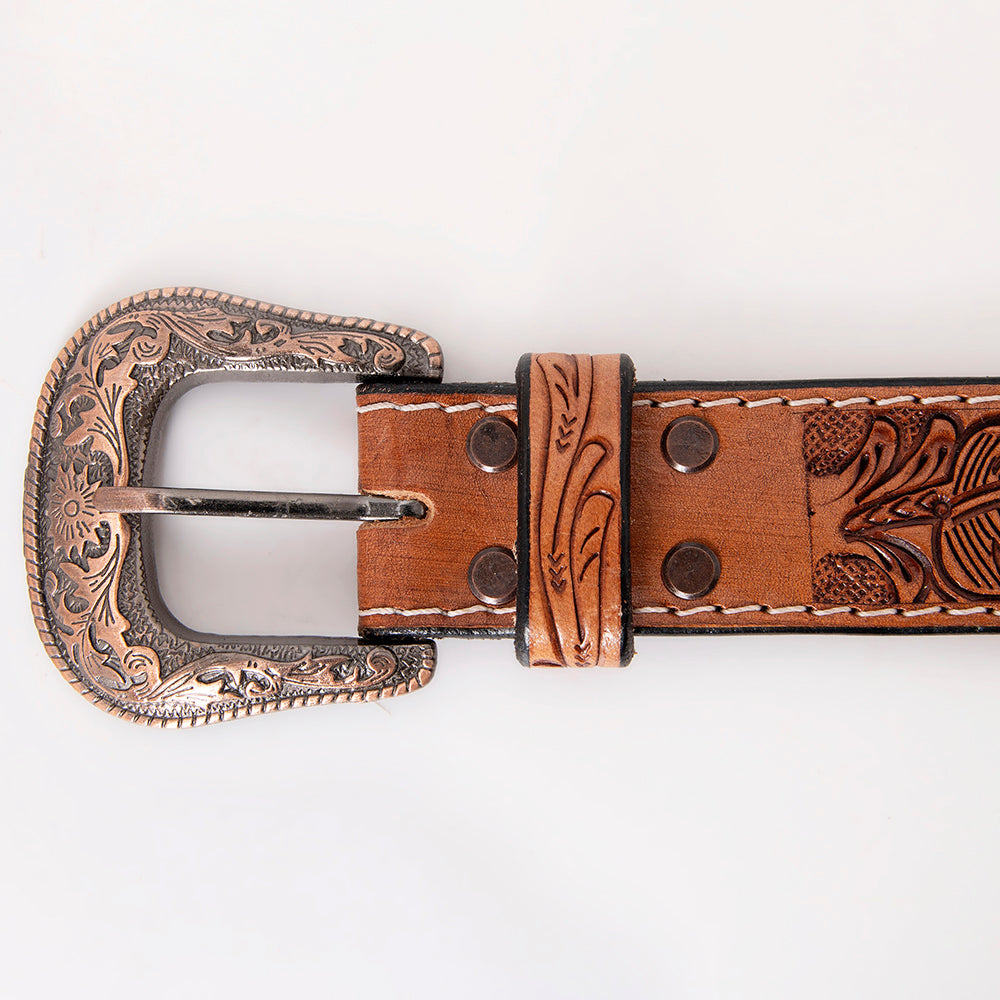 HILASON Western Genuine Leather Belt for Men Women Cowboy Cowgirl Handmade Unisex Full Grain Heavy Duty Tooled Beaded Belt