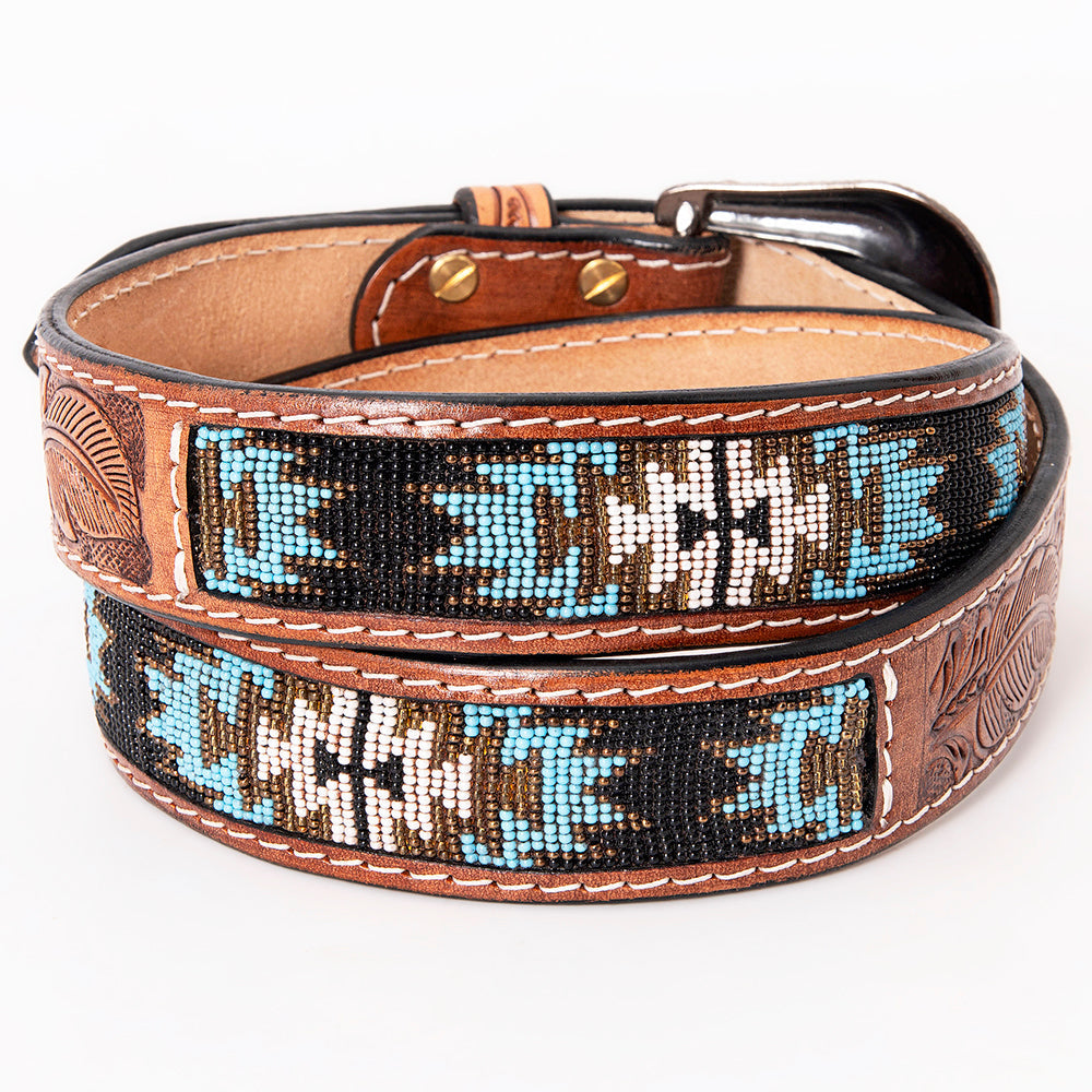 HILASON Western Genuine Leather Belt for Men Women Cowboy Cowgirl Handmade Unisex Full Grain Heavy Duty Tooled Beaded Belt