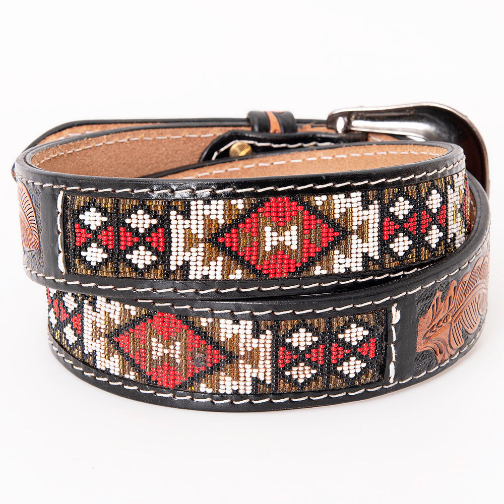 HILASON Western Genuine Leather Belt for Men Women Cowboy Cowgirl Handmade Unisex Full Grain Heavy Duty Tooled Beaded Belt
