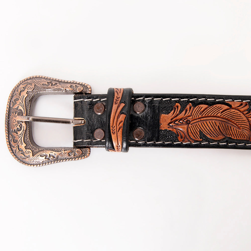 HILASON Western Genuine Leather Belt for Men Women Cowboy Cowgirl Handmade Unisex Full Grain Heavy Duty Tooled Beaded Belt