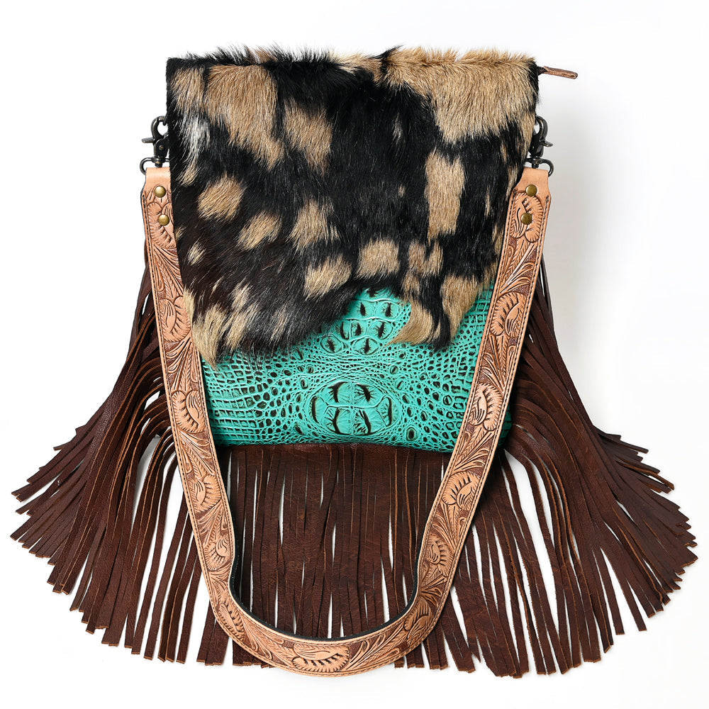 ADBGS192BL American Darling Hair On Crocodile Embossed Genuine Leather Women Bag Western Handbag Purse