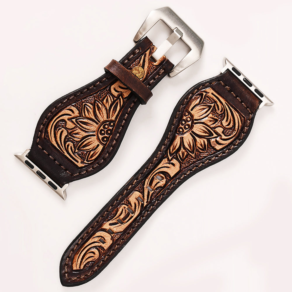 American Darling Beautifully Hand Tooled Genuine American Leather I watch Strap Men and Women Unisex