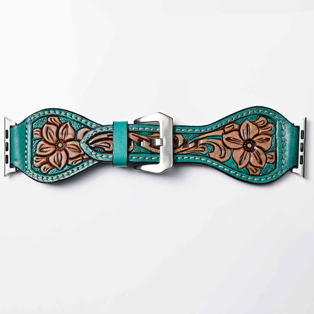 American Darling Floral Hand Tooled I watch Men Women Genuine Leather Strap