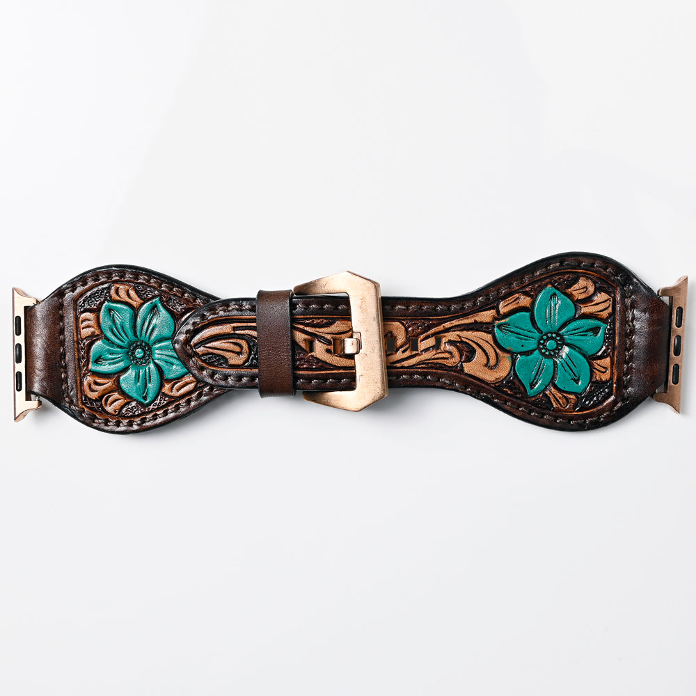 American Darling Floral Hand Tooled I watch Men Women Genuine Leather Strap