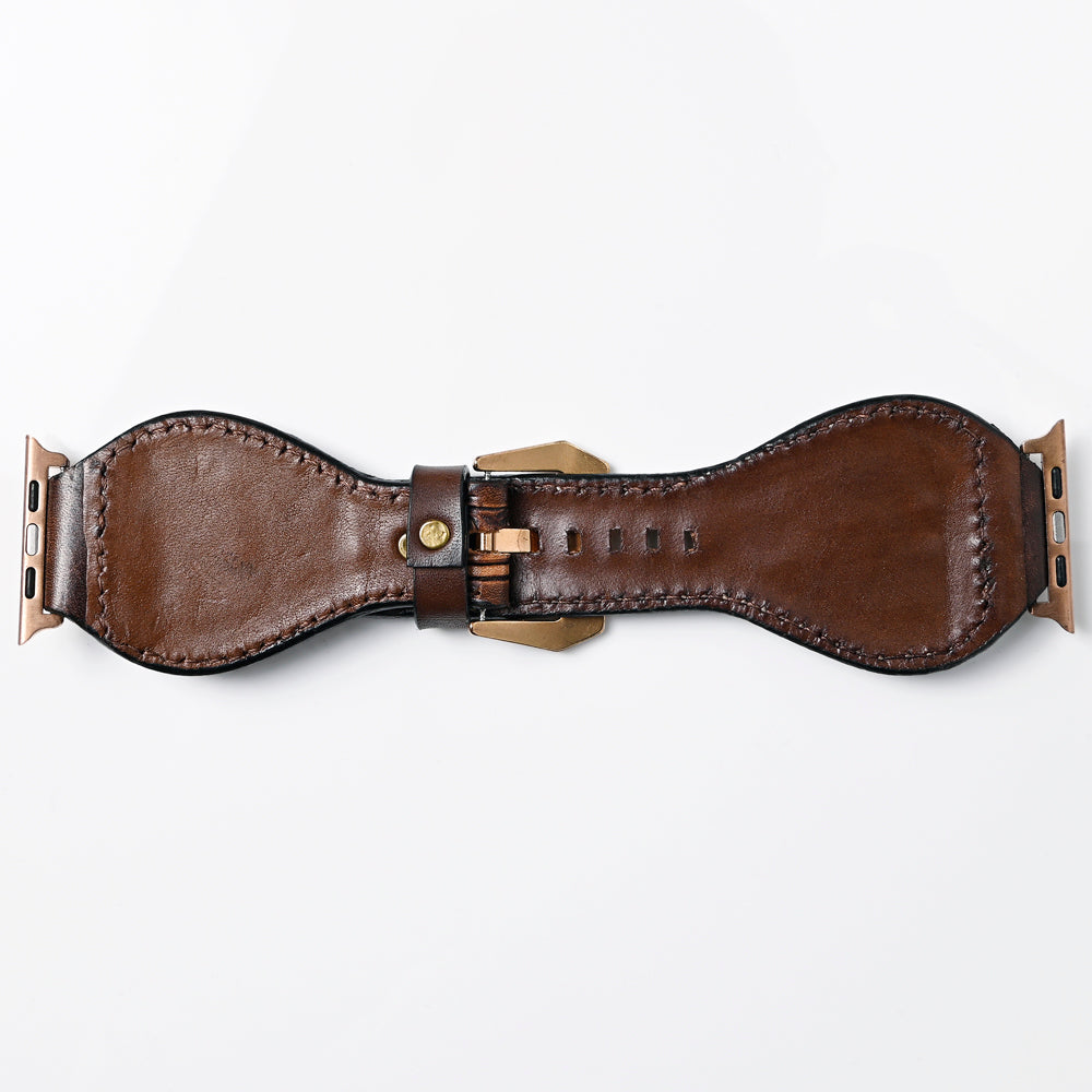American Darling Floral Hand Tooled I watch Men Women Genuine Leather Strap