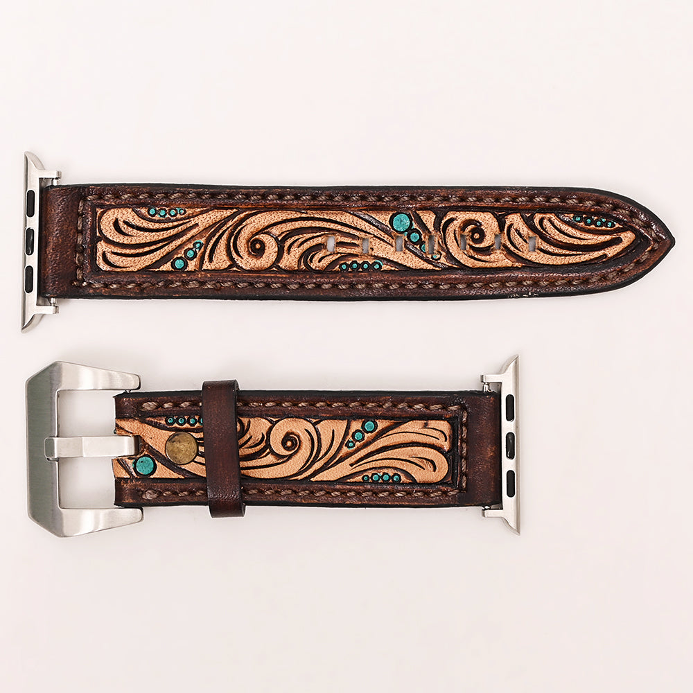 American Darling Beautifully Hand Tooled Genuine American Leather I watch Strap Men and Women Unisex