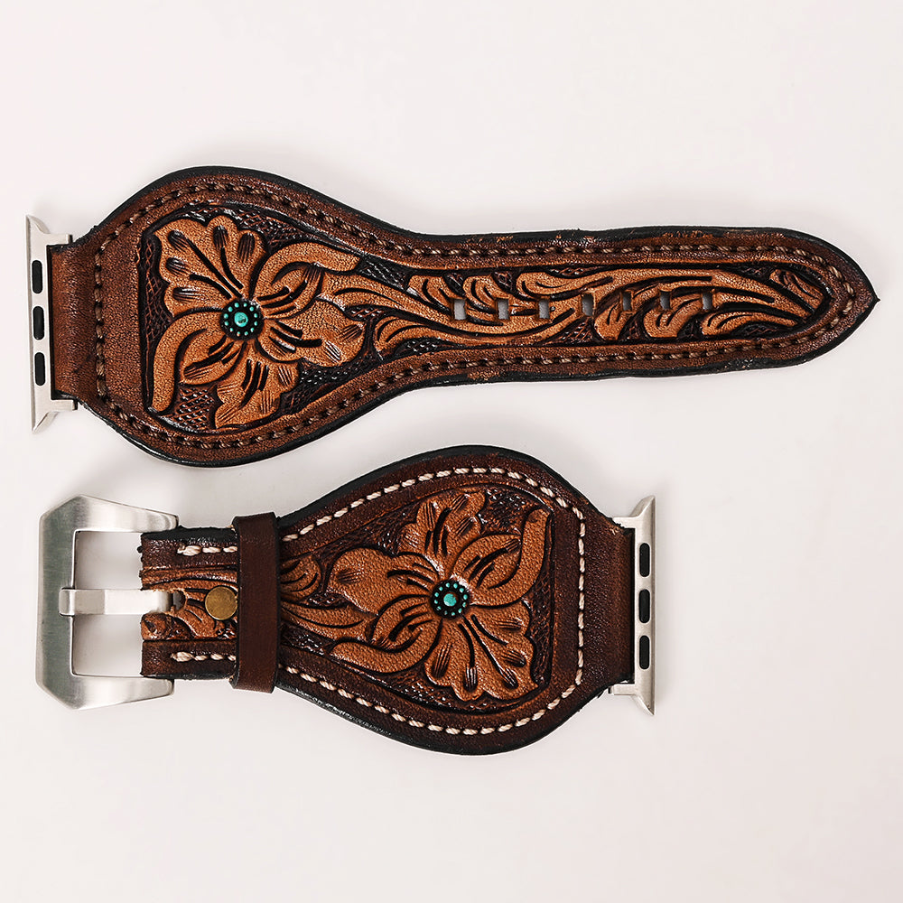 American Darling Beautifully Hand Tooled Genuine American Leather I watch Strap Men and Women Unisex
