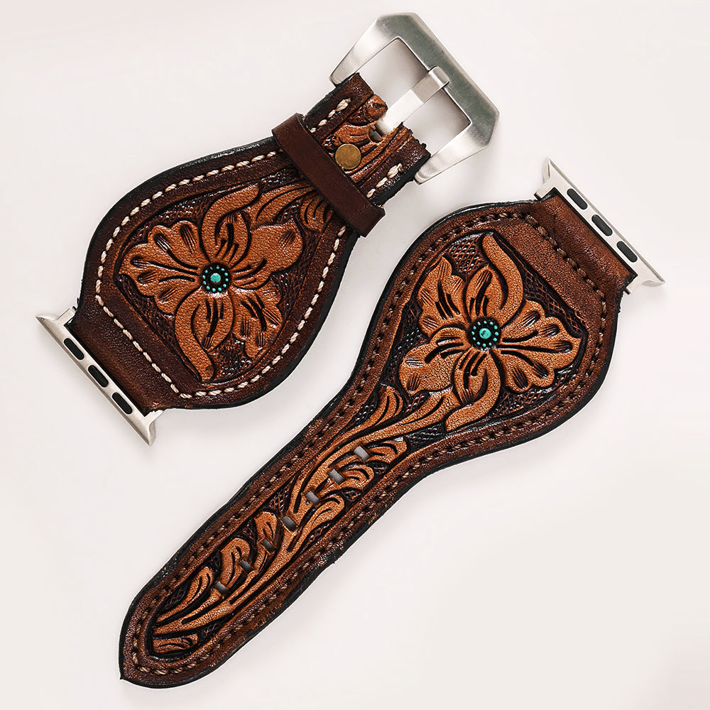 American Darling Beautifully Hand Tooled Genuine American Leather I watch Strap Men and Women Unisex