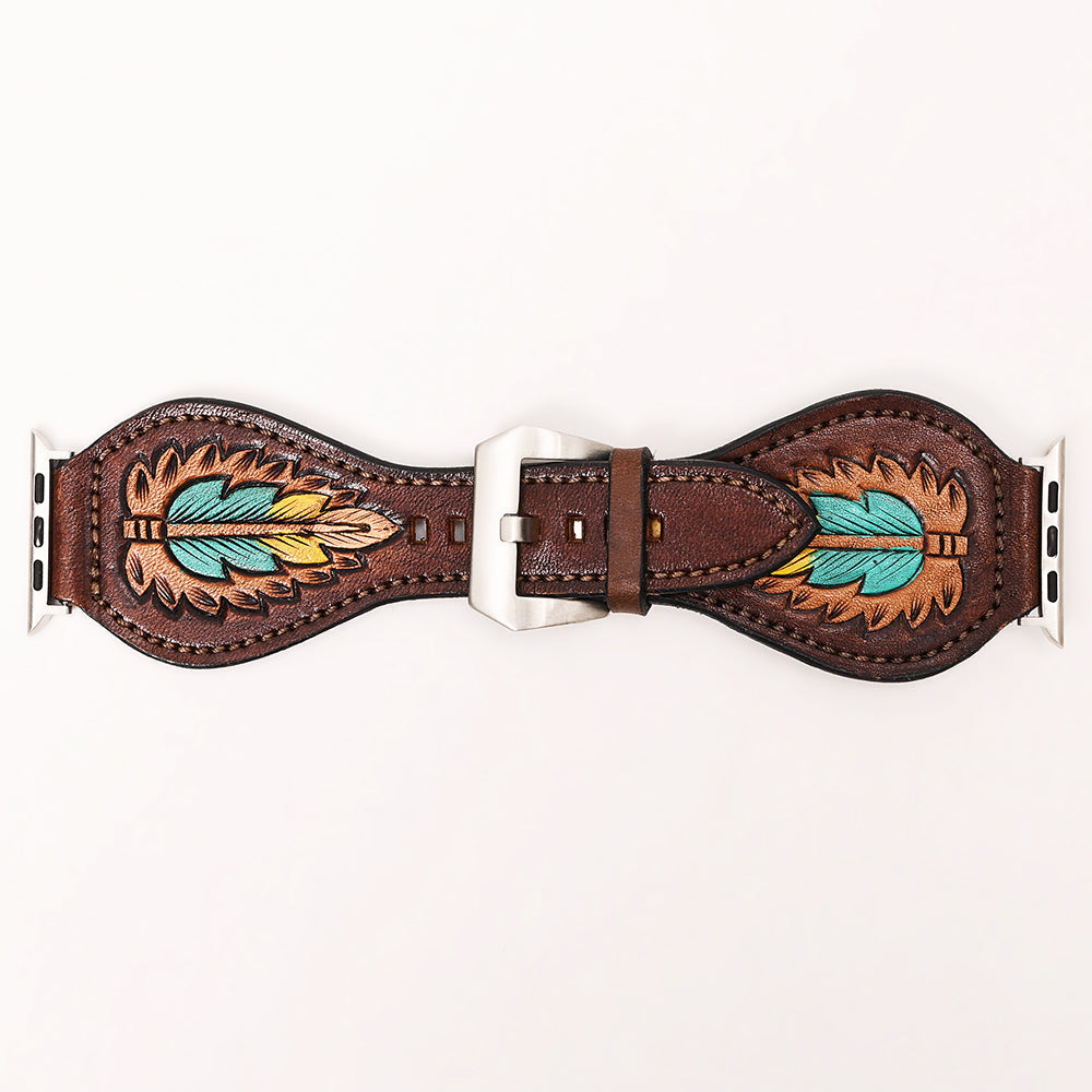 American Darling Beautifully Hand Tooled Genuine American Leather I watch Strap Men and Women Unisex
