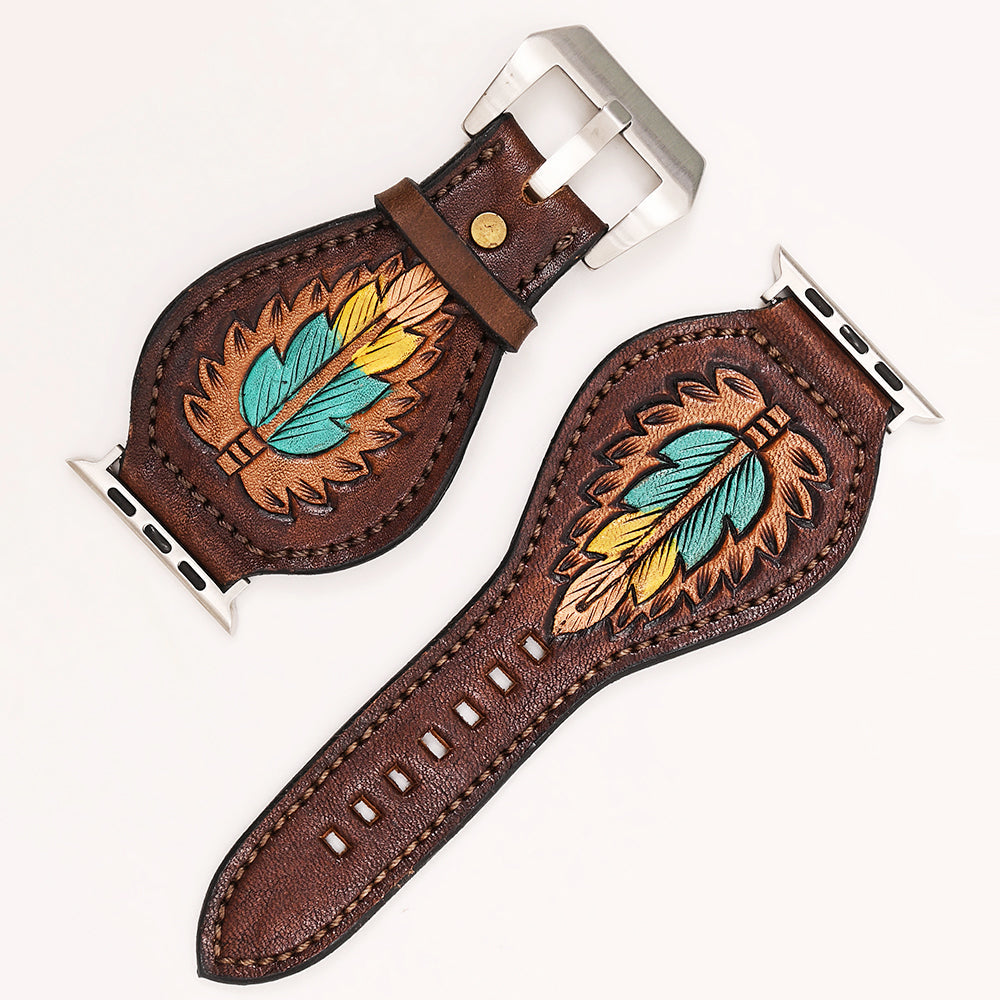 American Darling Beautifully Hand Tooled Genuine American Leather I watch Strap Men and Women Unisex