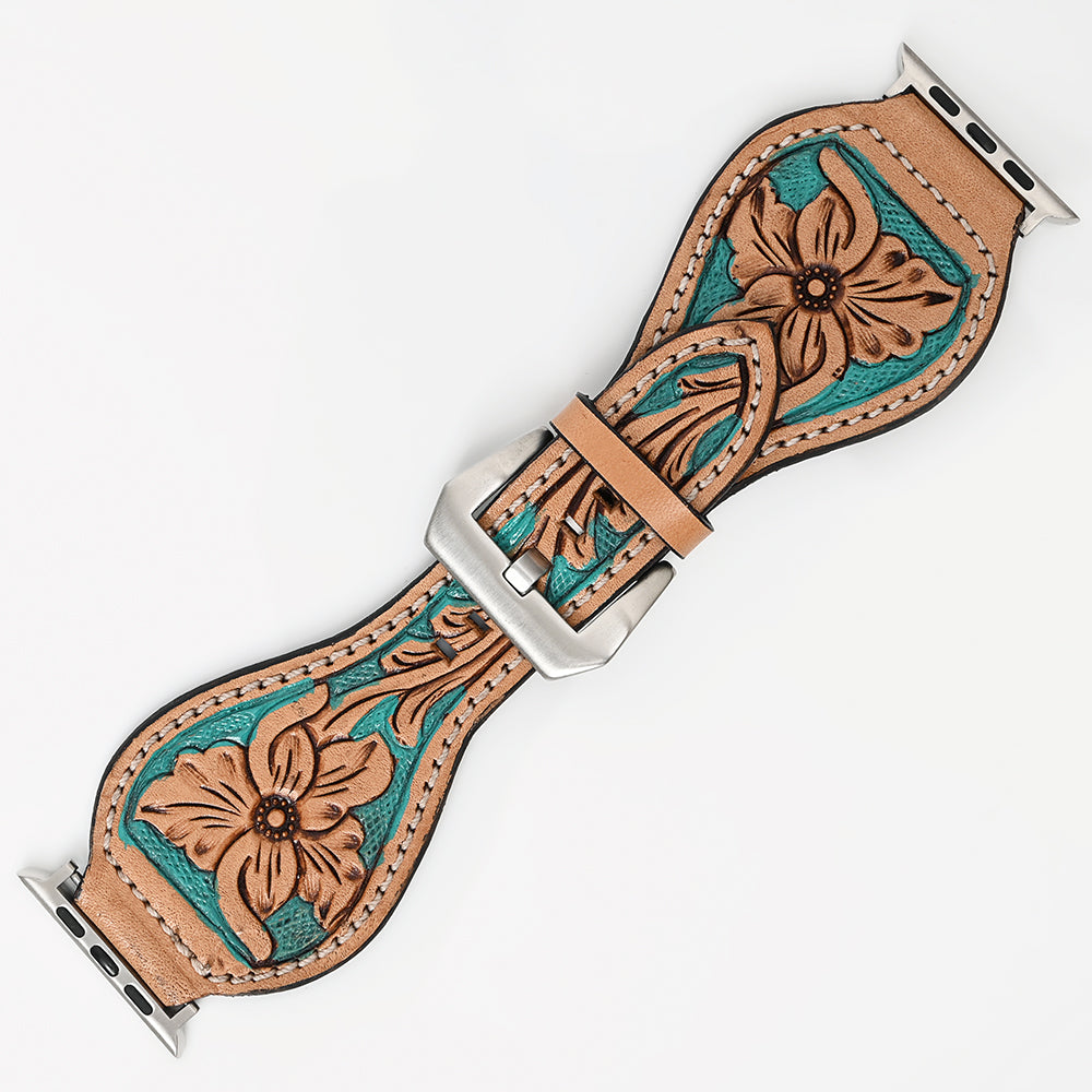 American Darling Floral Hand Tooled I watch Men Women Genuine Leather Strap