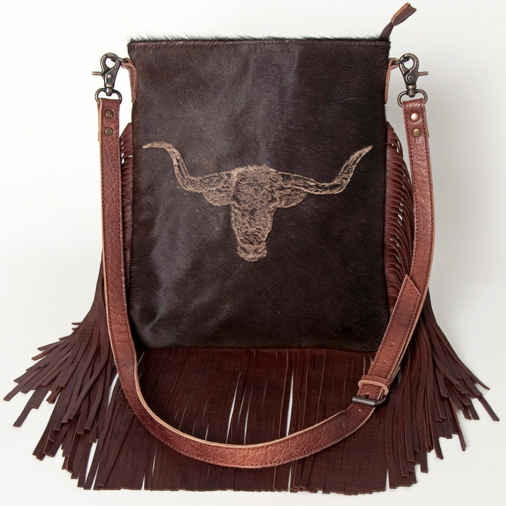 American Darling ADBGS192BO Large Crossbody Hair-On Genuine Leather Women Bag Western Handbag Purse