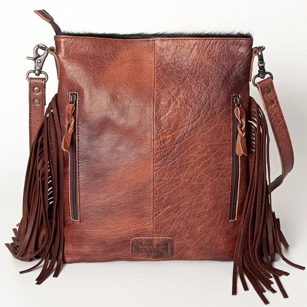 American Darling ADBGS192BO Large Crossbody Hair-On Genuine Leather Women Bag Western Handbag Purse