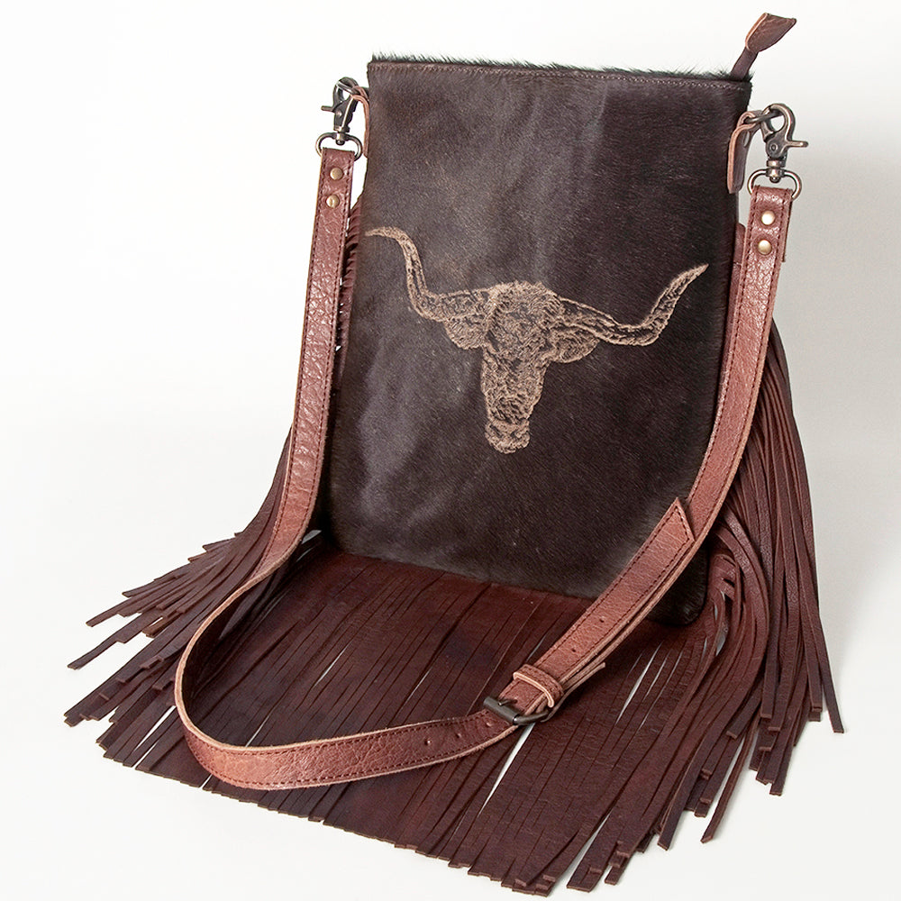 American Darling ADBGS192BO Large Crossbody Hair-On Genuine Leather Women Bag Western Handbag Purse