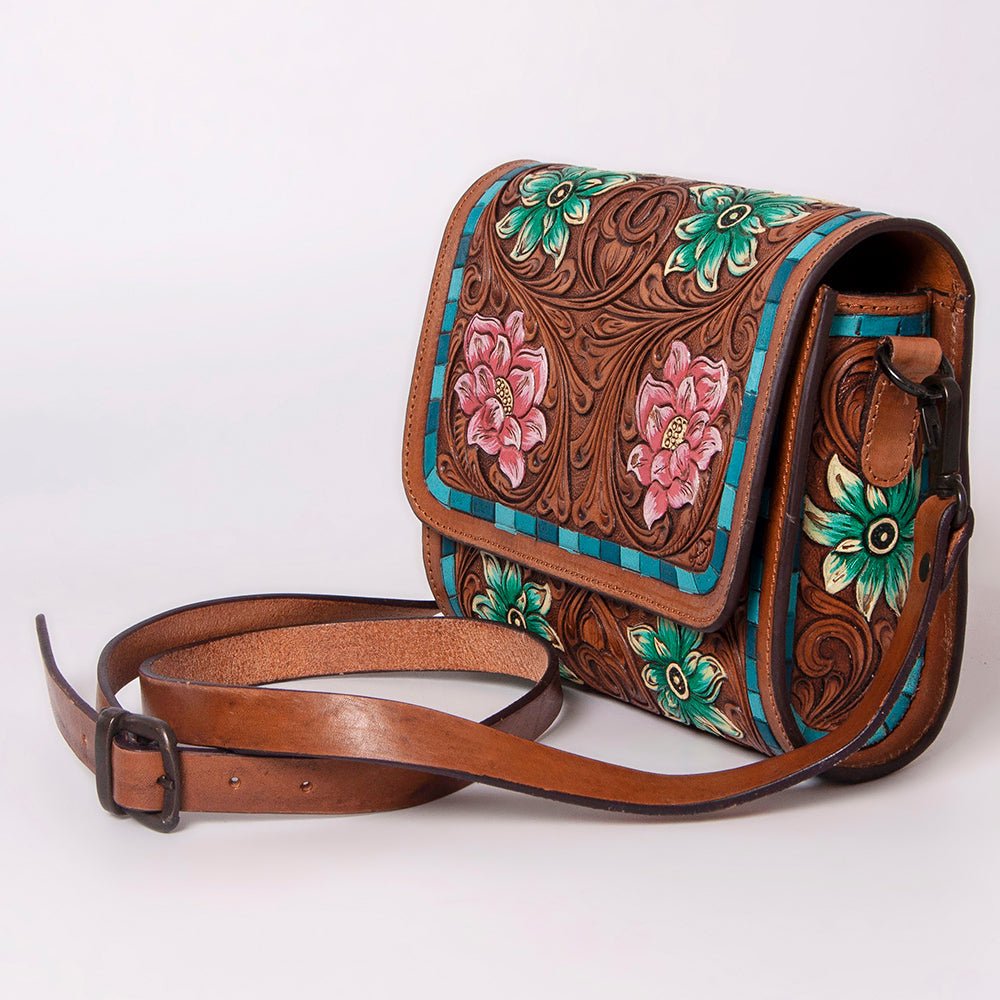 American Darling Hand Tooled Genuine Leather Women Bag Western Handbag Purse